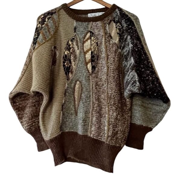 Carducci Vintage 3D Knit Sweater Womens Small 80s 90s Glam Embossed Textured - Picture 1 of 7